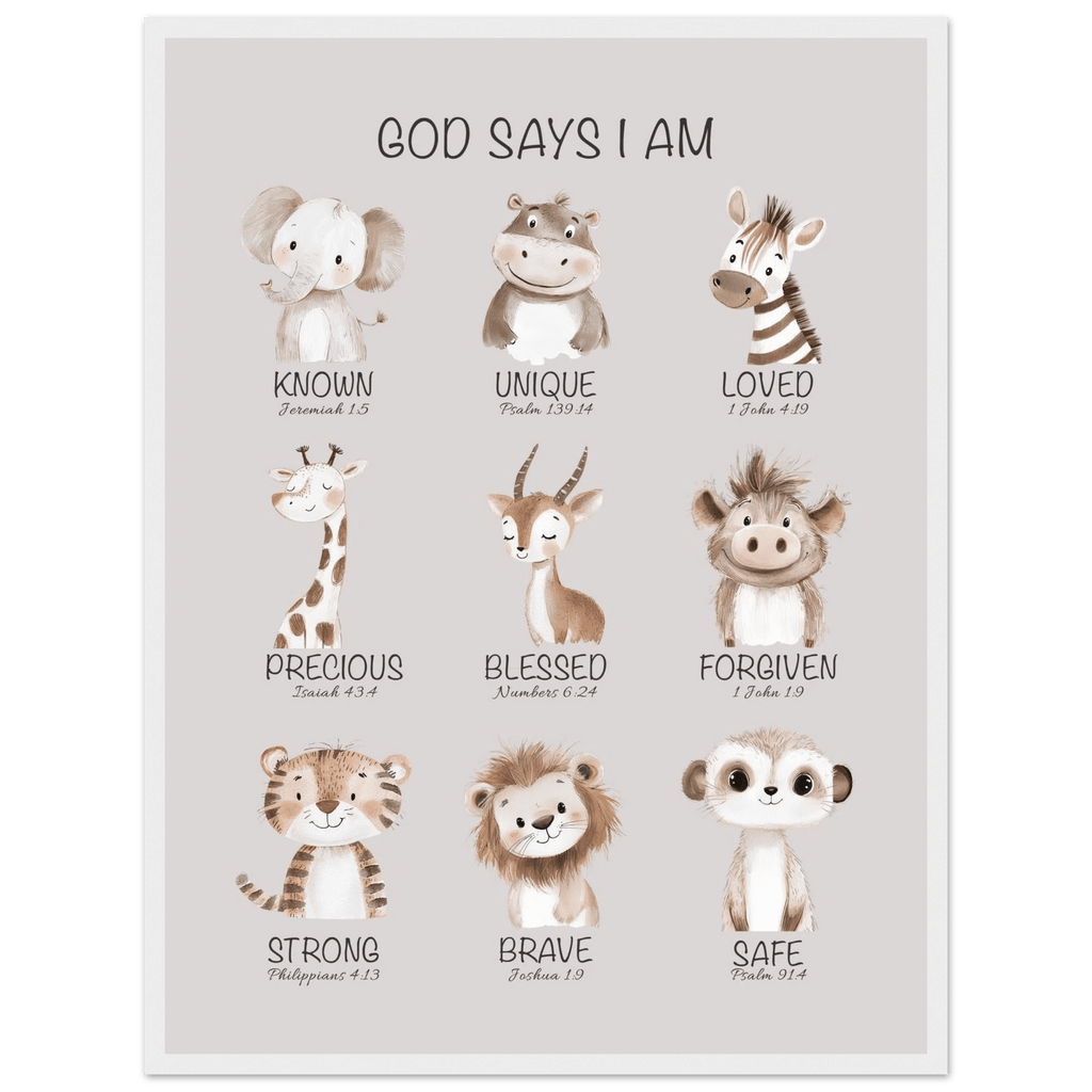 God Says I Am Print | Safari Animals - The Christian Art Company