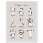 God Says I Am Print | Safari Animals - The Christian Art Company