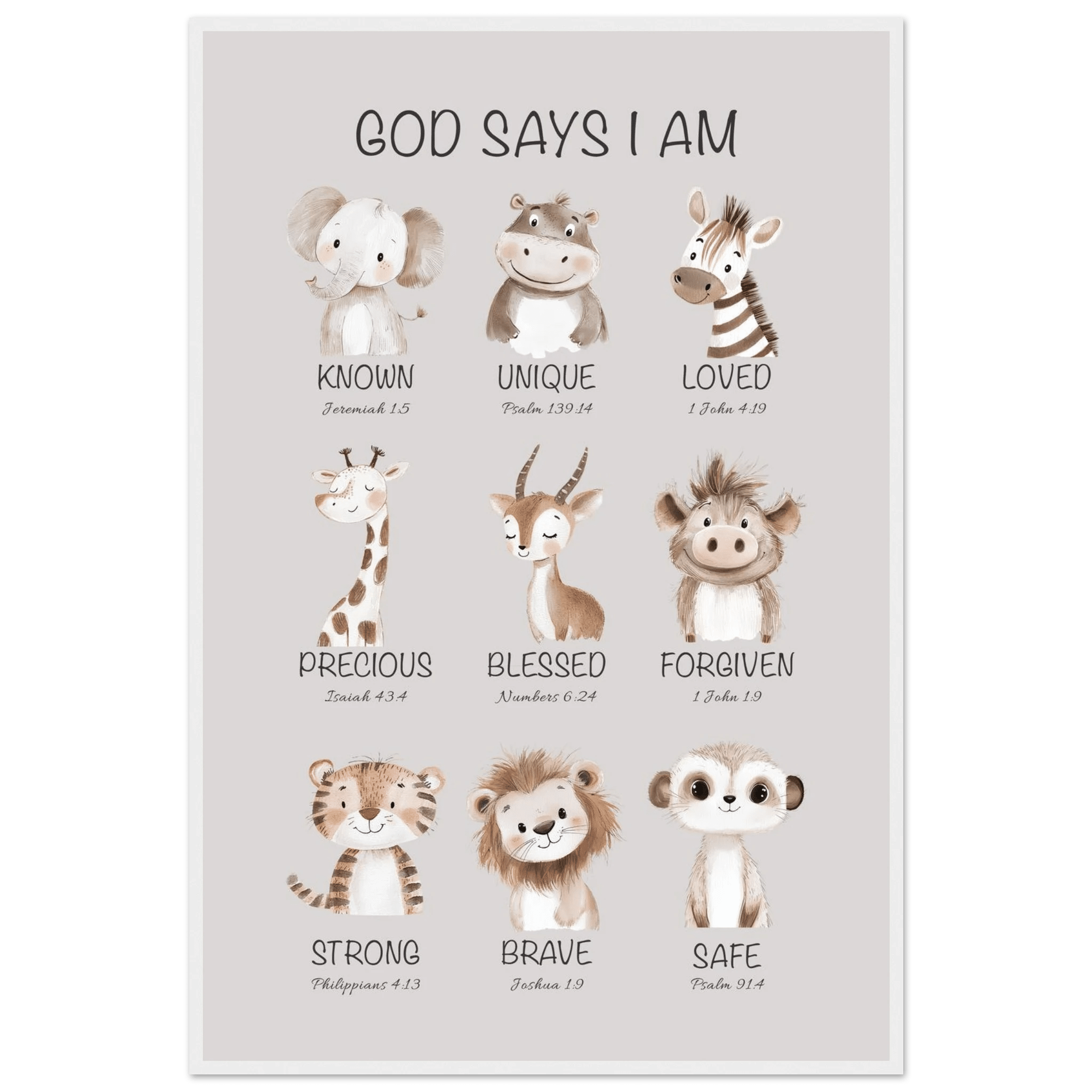 God Says I Am Print | Safari Animals - The Christian Art Company