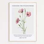 Vintage-style framed wall art showcasing an illustration of flowers with the ‘do not worry’ bible verse for Christian Home Decor
