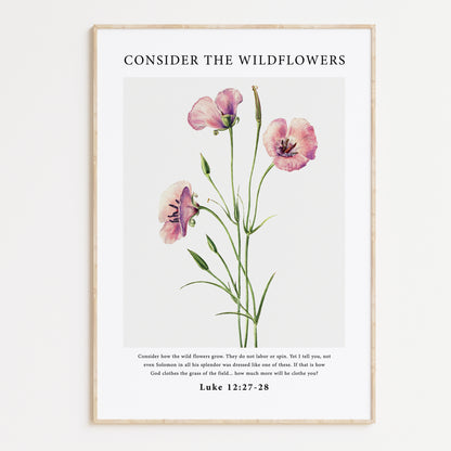 Vintage-style framed wall art showcasing an illustration of flowers with the ‘do not worry’ bible verse for Christian Home Decor