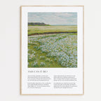 Framed Christian wall art print featuring a vintage-style landscape of a vast field of blooming wildflowers. The artwork is paired with the powerful lyrics from the hymn "And Can It Be?" The piece combines the beauty of nature with the hymn's message of grace and redemption, making it an ideal addition to any home or worship space.