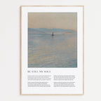 Framed Christian wall art print featuring a serene seascape in a vintage style. The artwork is paired with the comforting lyrics of the hymn "Be Still My Soul," offering words of peace and faith. This piece combines calming scenery with spiritual reflection, making it an ideal addition to any home or prayer space.