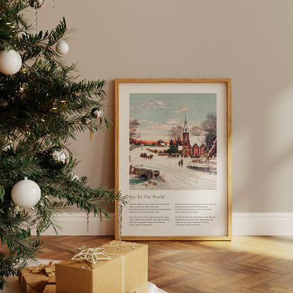 Vintage christmas carol  'Joy To The World' framed print for Christian Christmas Home decor.